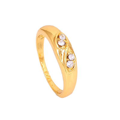 Estele Gold Plated Graceful Finger Ring with Crystals for Women