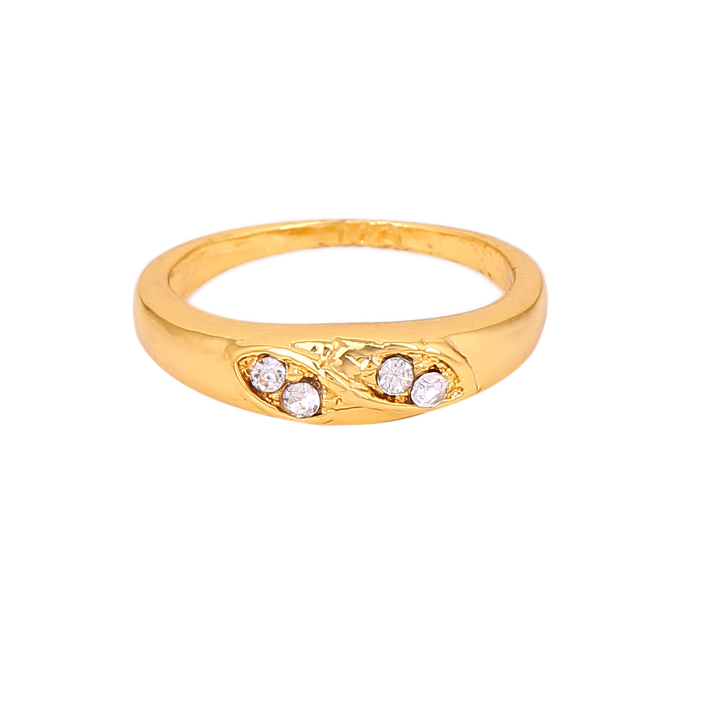 Estele Gold Plated Graceful Finger Ring with Crystals for Women