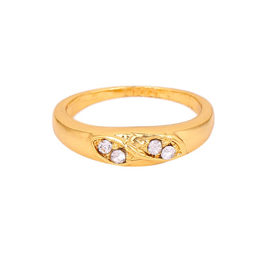 Estele Gold Plated Graceful Finger Ring with Crystals for Women