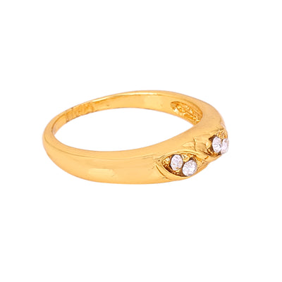 Estele Gold Plated Graceful Finger Ring with Crystals for Women