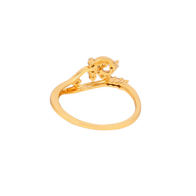Estele Gold Plated CZ Flower Designer Finger Ring for Women