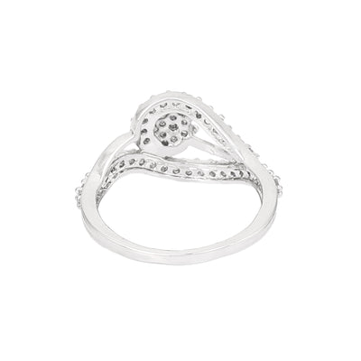 Estele Rhodium Plated CZ Flower Designer Finger Ring for Women