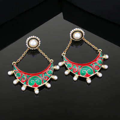 Estele Gold Plated Beautiful Designer Earrings with Pearl for Women