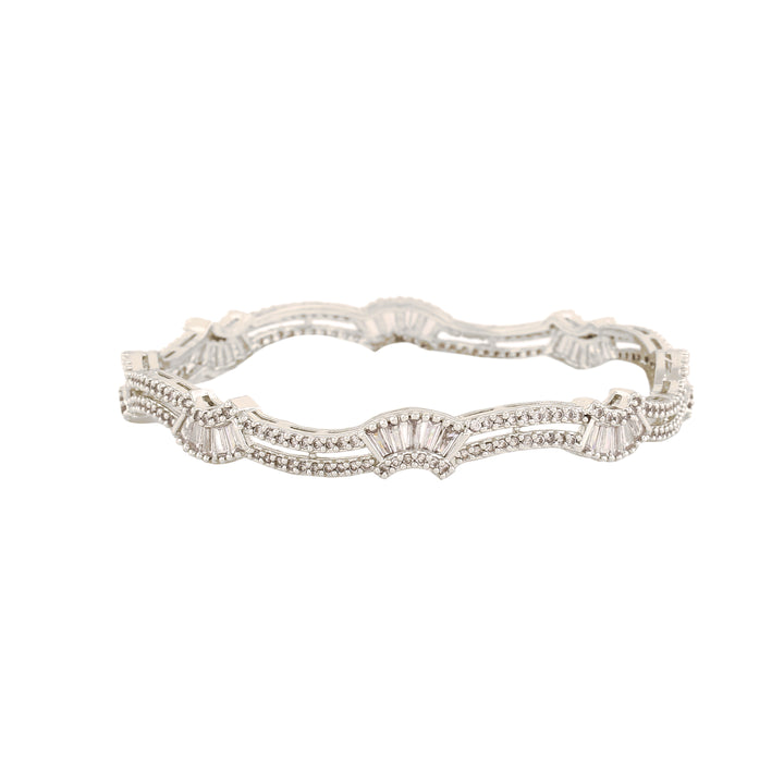 Estele Rhodium Plated CZ Dazzling Bangles for Women