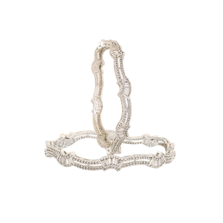 Estele Rhodium Plated CZ Dazzling Bangles for Women