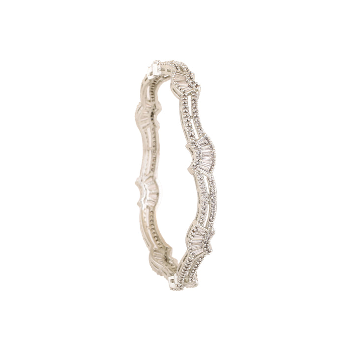Estele Rhodium Plated CZ Dazzling Bangles for Women