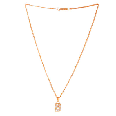 Estele Rosegold Splendid Medium 'B' Letter Pendant with Austrian Crystals for Women