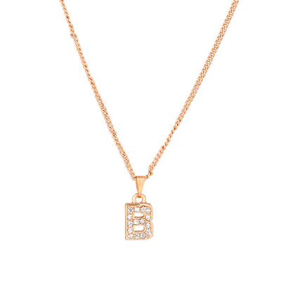 Estele Rosegold Splendid Medium 'B' Letter Pendant with Austrian Crystals for Women