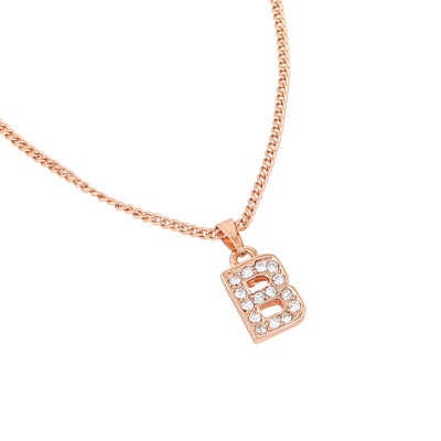 Estele Rosegold Splendid Medium 'B' Letter Pendant with Austrian Crystals for Women