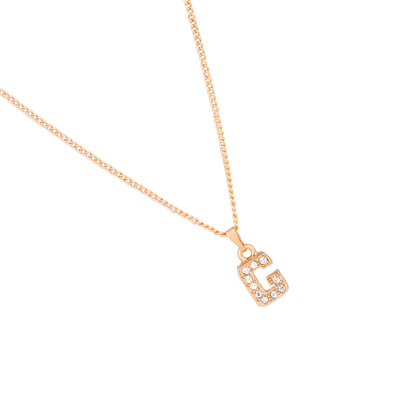 Estele Rosegold Splendid Medium 'G' Letter Pendant with Austrian Crystals for Women