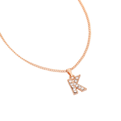 Estele Rosegold Splendid Medium 'K' Letter Pendant with Austrian Crystals for Women