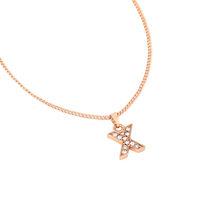 Estele Rosegold Splendid Medium 'X' Letter Pendant with Austrian Crystals for Women