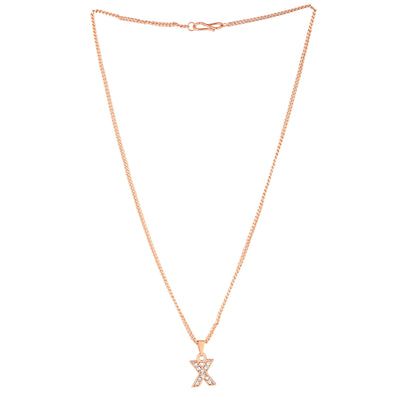 Estele Rosegold Splendid Medium 'X' Letter Pendant with Austrian Crystals for Women