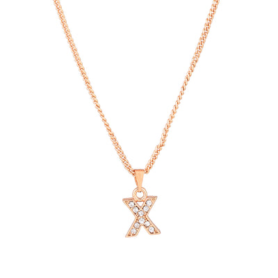 Estele Rosegold Splendid Medium 'X' Letter Pendant with Austrian Crystals for Women