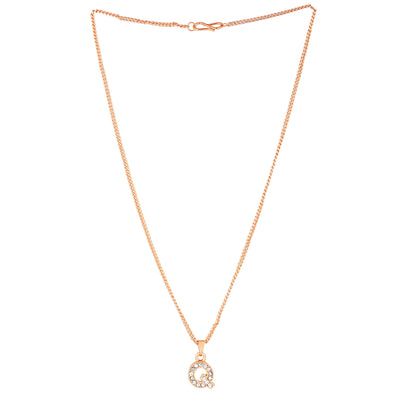 Estele Rosegold Splendid Medium 'Q' Letter Pendant with Austrian Crystals for Women