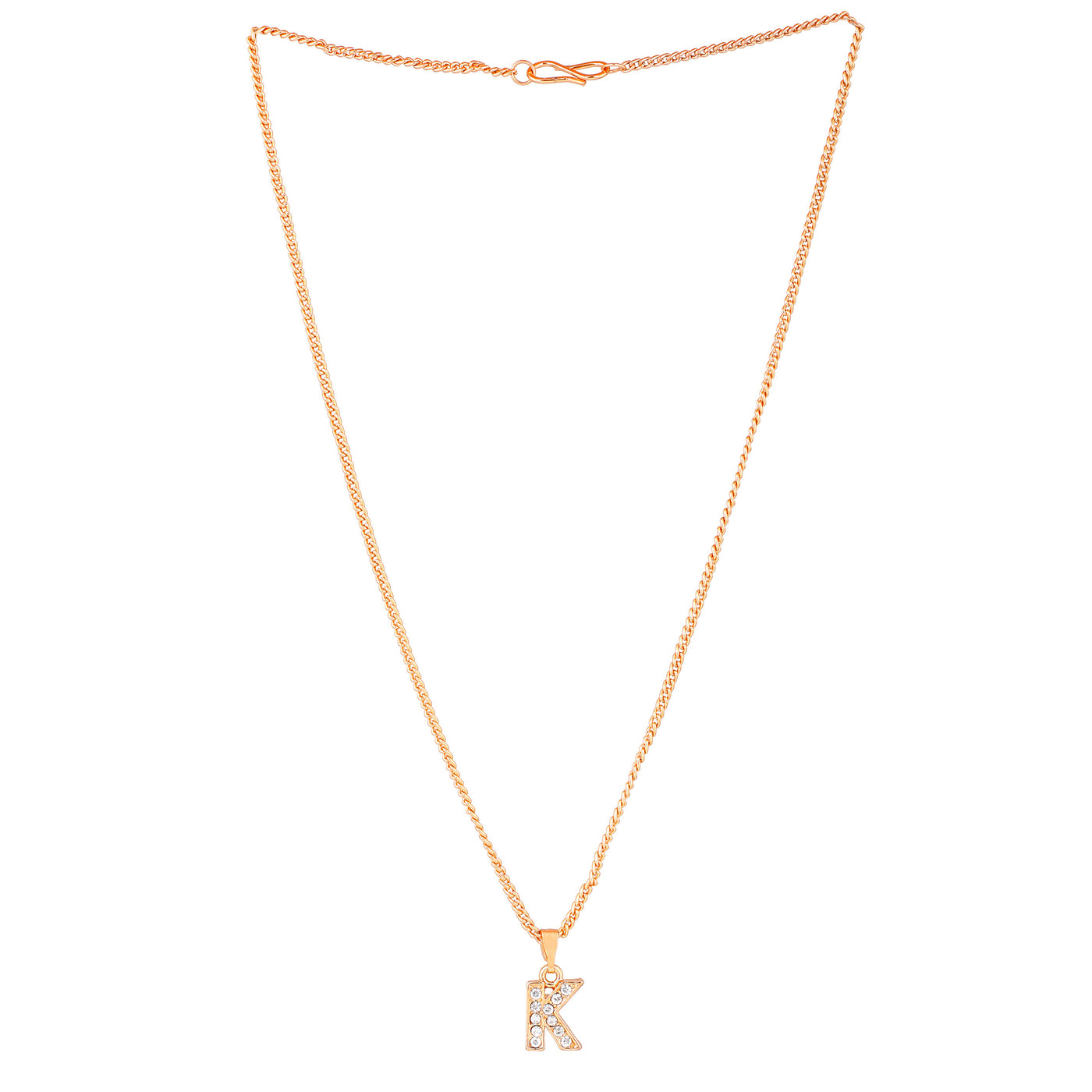 Estele Rosegold Splendid Medium 'K' Letter Pendant with Austrian Crystals for Women