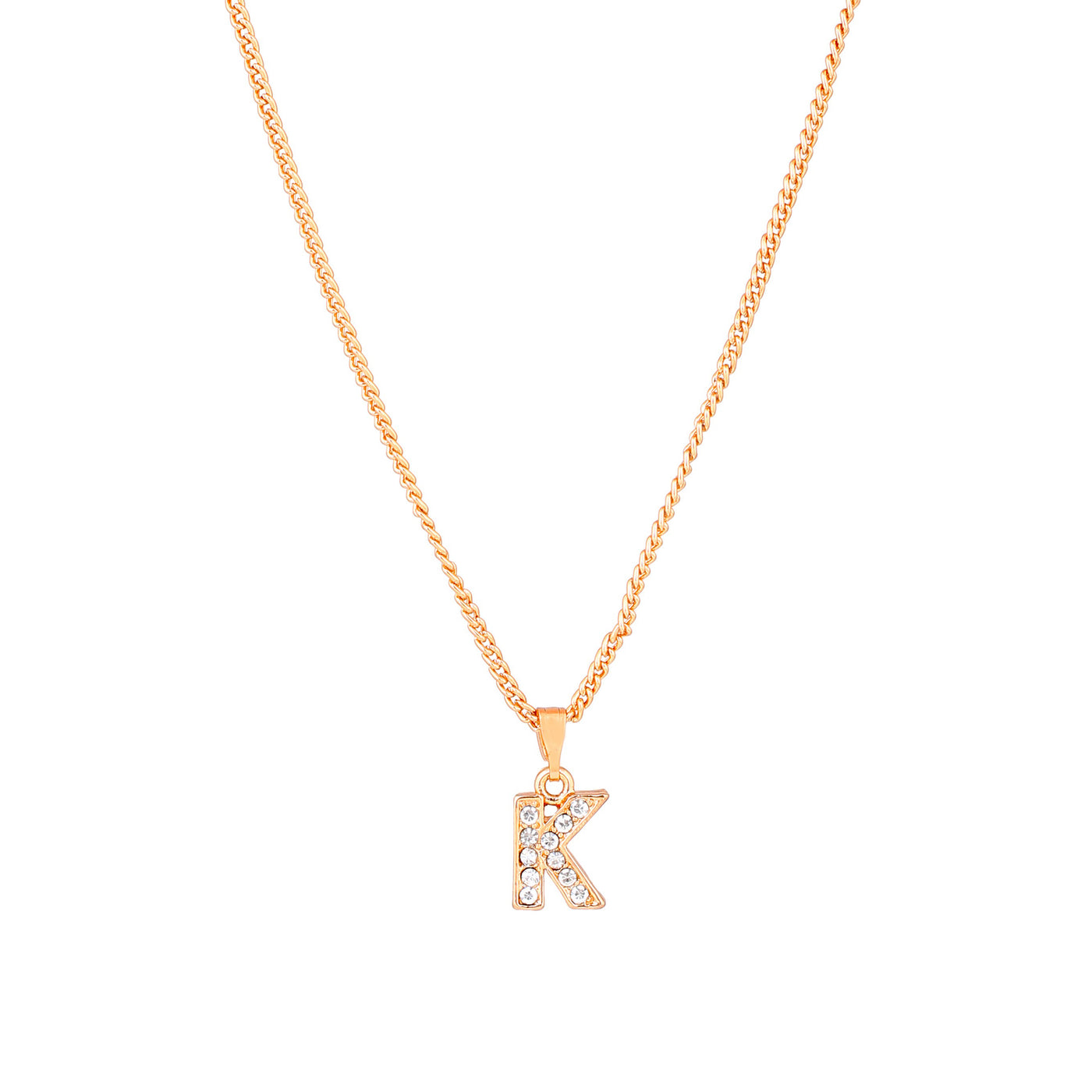 Estele Rosegold Splendid Medium 'K' Letter Pendant with Austrian Crystals for Women