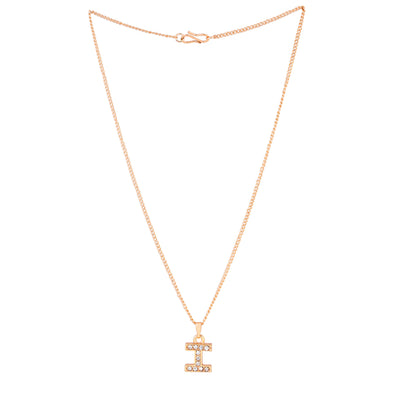 Estele Rosegold Splendid Medium 'I' Letter Pendant with Austrian Crystals for Women