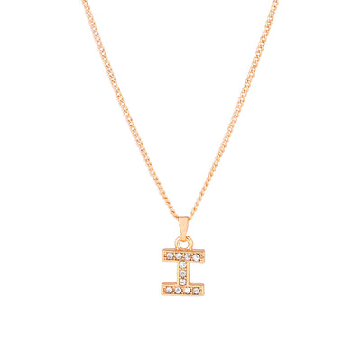 Estele Rosegold Splendid Medium 'I' Letter Pendant with Austrian Crystals for Women