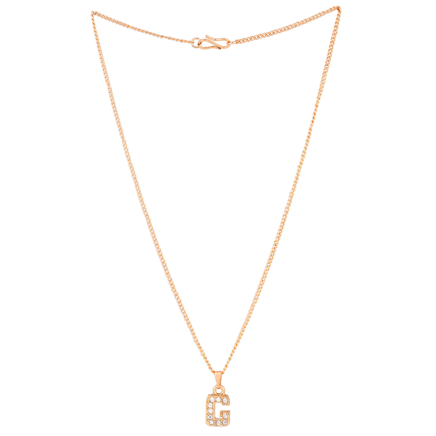 Estele Rosegold Splendid Medium 'G' Letter Pendant with Austrian Crystals for Women