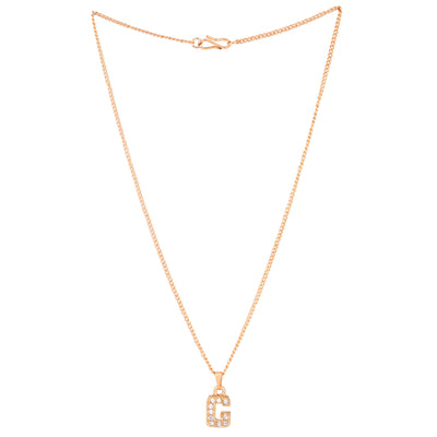 Estele Rosegold Splendid Medium 'G' Letter Pendant with Austrian Crystals for Women