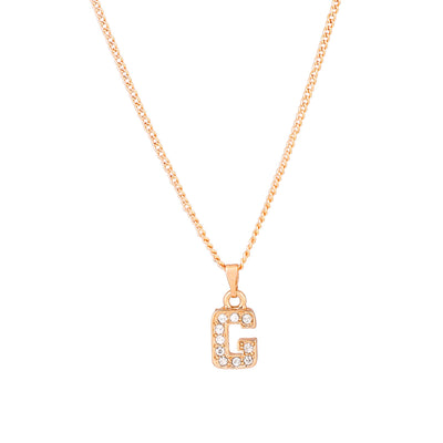 Estele Rosegold Splendid Medium 'G' Letter Pendant with Austrian Crystals for Women