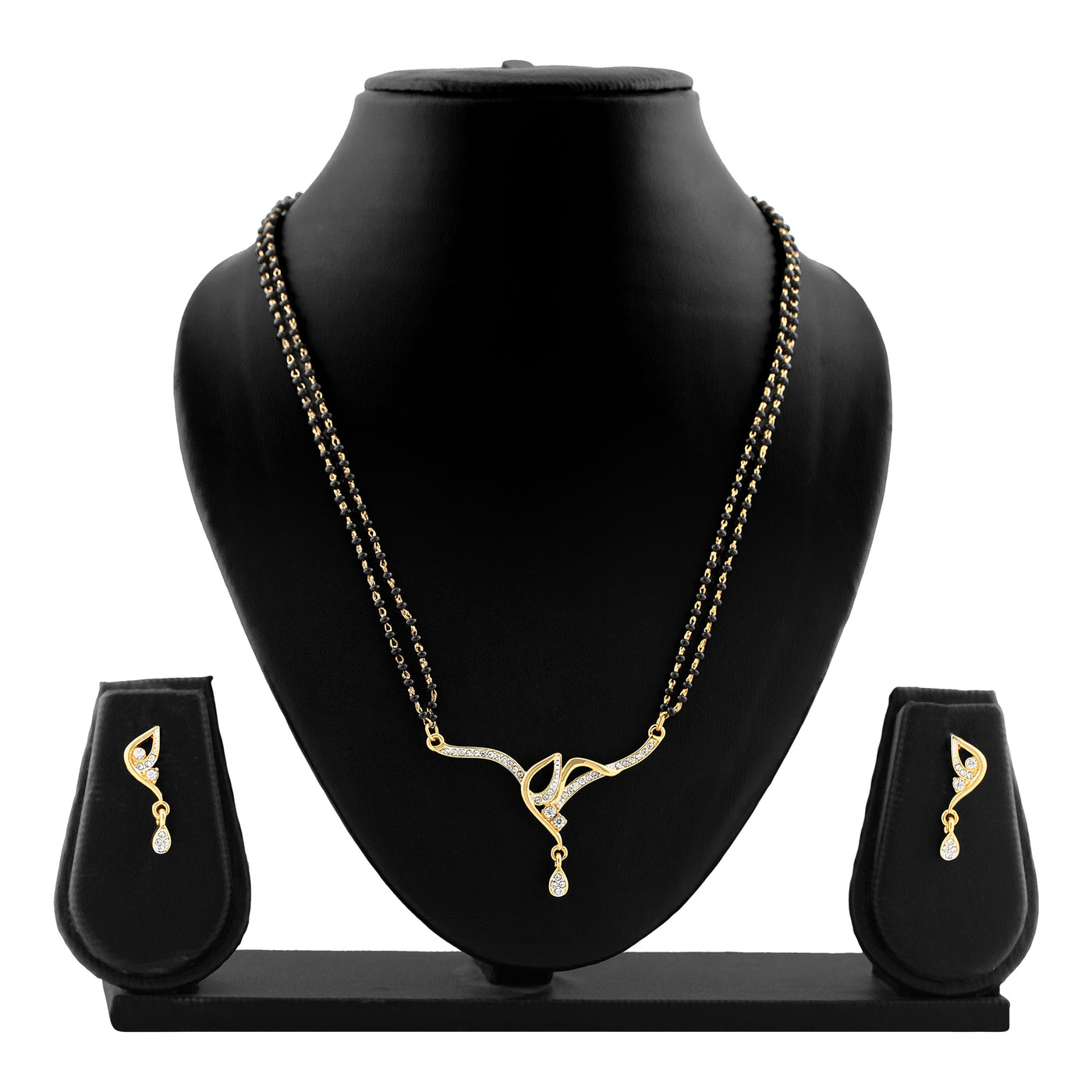 Estele Gold & Rhodium Plated Magnificent Designer Mangalsutra Necklace Set with White Austrian Crystals for Women