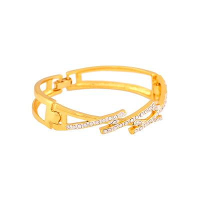 Estele Gold and Silver Plated Diamond Grill Cuff Bracelet for women