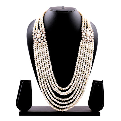 Estele Gold Tone Royal 7 string Pearl Necklace for Women