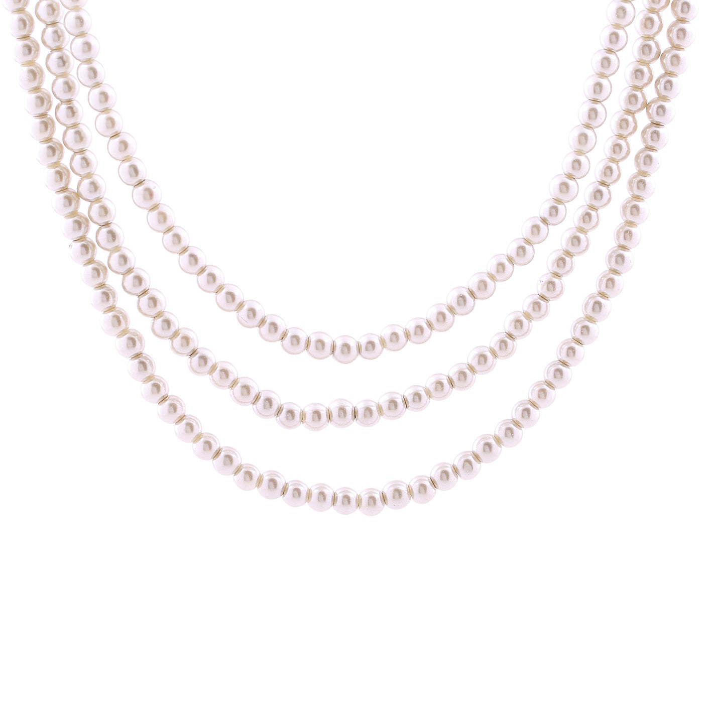 Estele grey pearl three layered necklace