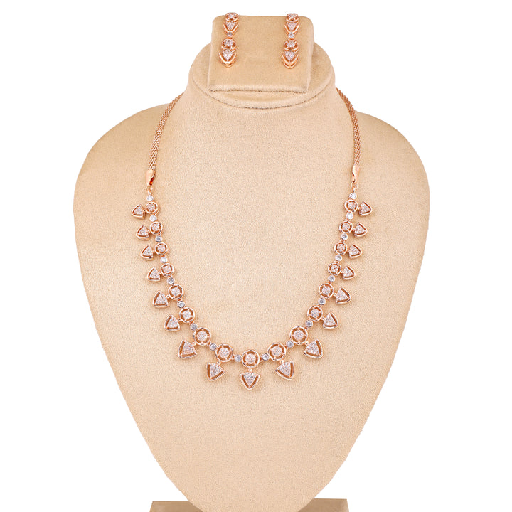 Estele Rose Gold Plated CZ Gorgeous Necklace Set for Women