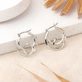 Estele Fashion Earrings for Women and Girls Rhodium Plated Double Circular Medium Size Stylish Trendy Metallic Hoop Earrings Party/Office Wear for Girls and Women