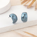 Estele Fashion Earrings for Women and Girls Cobalt Blue Plated Latest Stylish Medium Metallic Half Hoop Earrings Party/Office Wear for Girls and Women