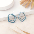 Estele Fashion Earrings for Women and Girls Cobalt Blue Plated Trendy Rhombus Shaped Medium Metallic Hoop Earrings Versatile Chic for Women & Girls