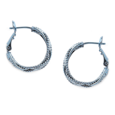 Estele Cobalt Blue Plated InterTwine Designer Hoop Earrings for Women
