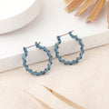 Estele Fashion Earrings for Girls and Women Cobalt Blue Plated Contemporary Statement Twisted Metallic Hoop Earrings Party/Office Wear for Girls and Women