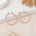 Estele Fashion Earrings for Women and Girls Rosegold Plated Twisted Rope Medium Size Metallic Hoop Earrings Versatile Chic for Women & Girls