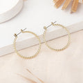 Estele Fashion Earrings for Women and Girls Gold Toned Twisted Rope Medium Size Metallic Hoop Earrings Versatile Chic for Women & Girls