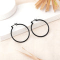 Estele Fashion Earrings for Women and Girls Gothic Black Plated Contemporary Circular Shaped Metallic Hoop Earrings Party/Office Wear for Girls and Women
