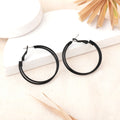 Estele Fashion Earrings for Women and Girls Gothic Black Plated Latest Stylish Dual Circular/Double Circular Metallic Hoop Earrings Versatile Chic for Women & Girls