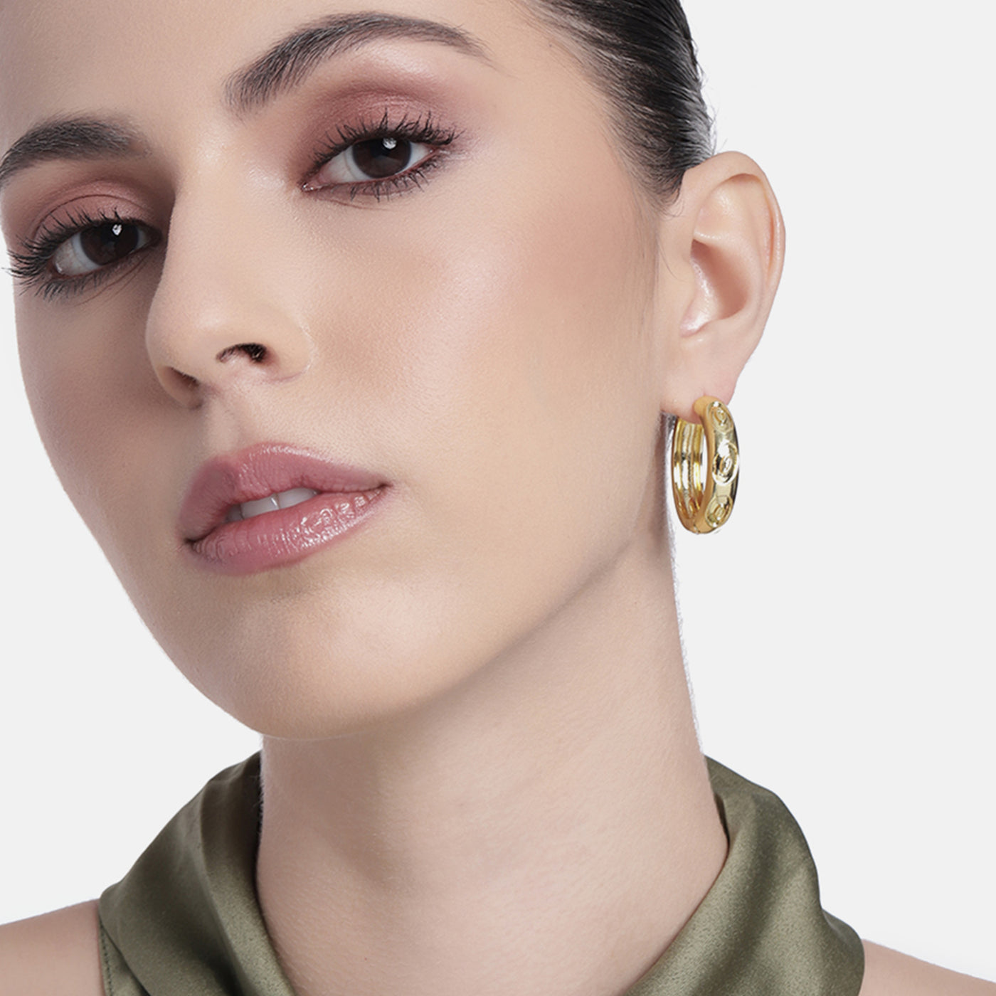 Estele Gold Plated Modern Luxe-Inspired Demifine Hoop Earrings for Women