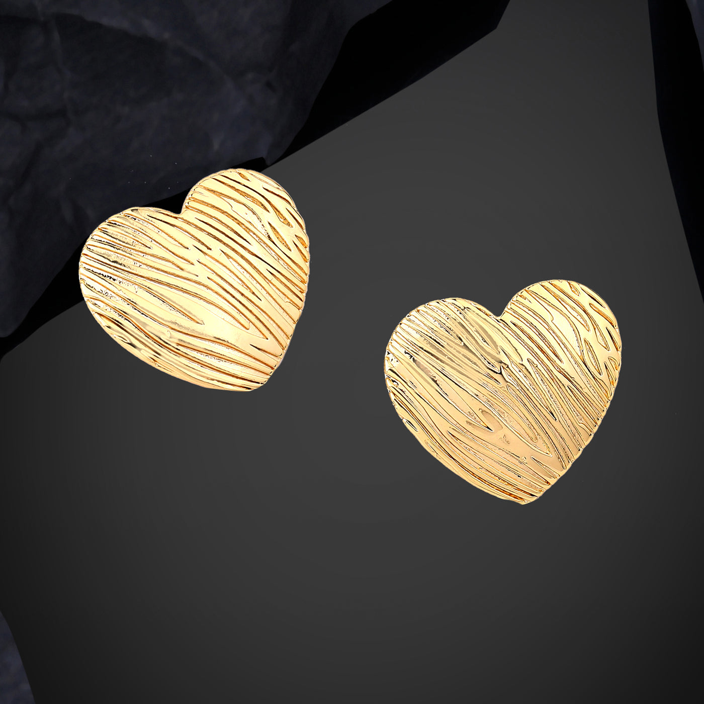 Estele Gold Plated Heart Shaped Sophisticated Demifine Stud Earrings for Girls and Women