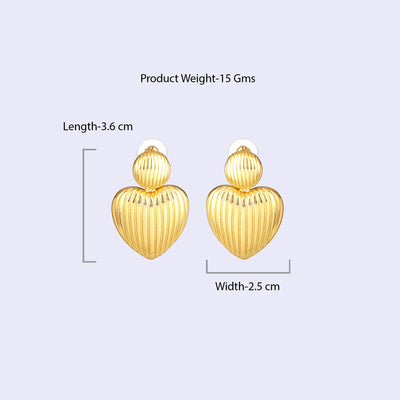 Estele Gold Plated Heart-Shaped Fancy Demifine Drop & Dangling Earrings for Women