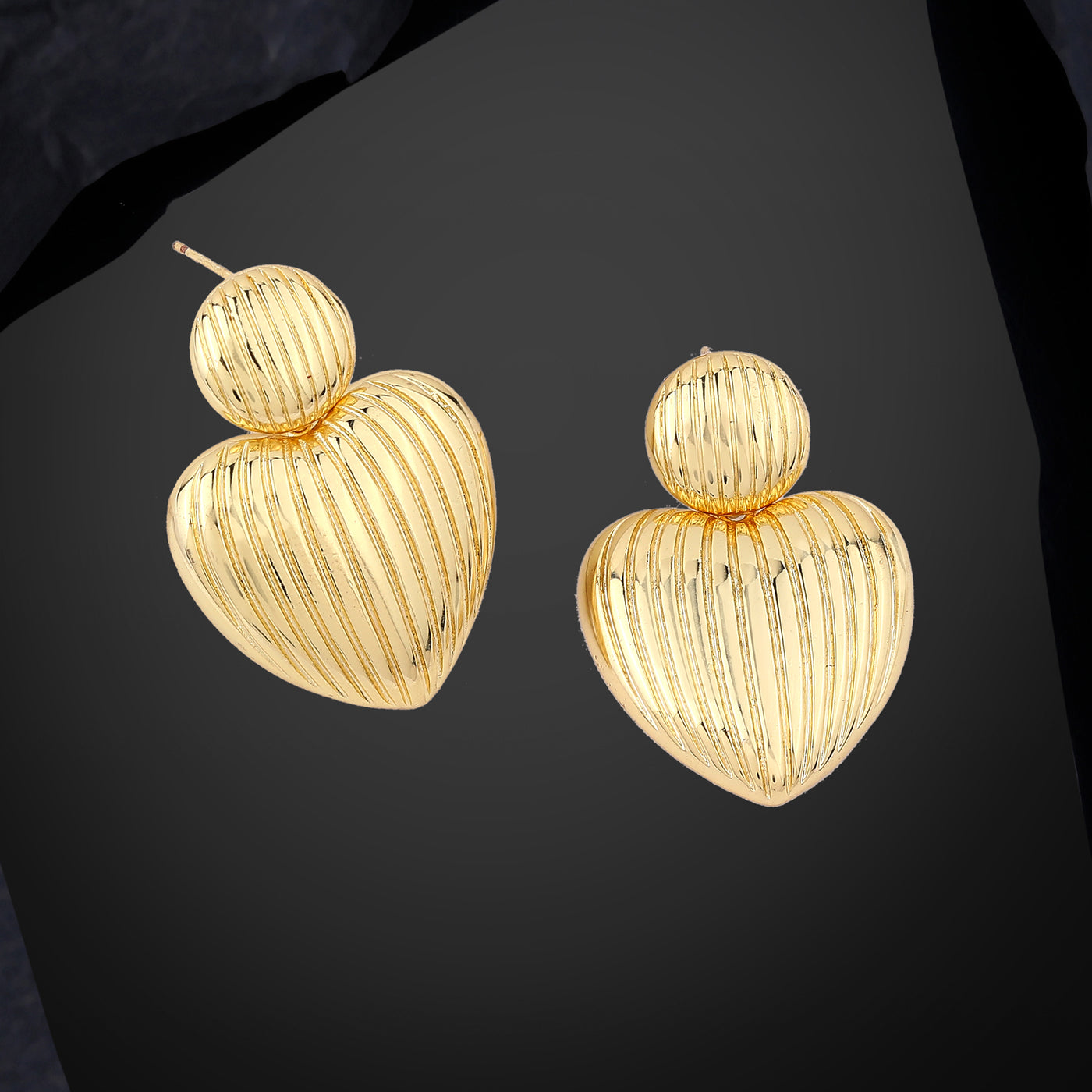 Estele Gold Plated Heart-Shaped Fancy Demifine Drop & Dangling Earrings for Women