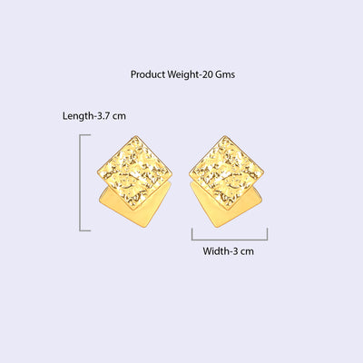 Estele Gold Plated Square Designer Trendy Demifine Stud Earrings for Women