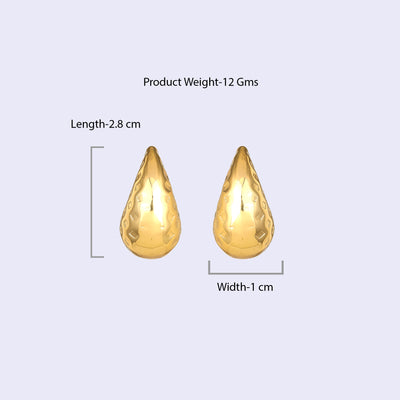 Estele Gold Plated Contemporary & Fashionable Tear Drop Demifine Chunky Stud Earrings for Women