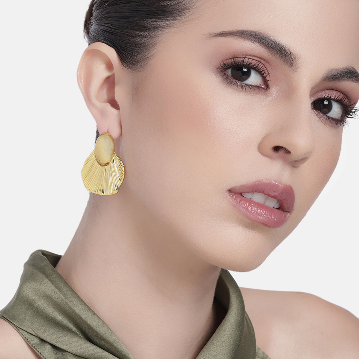 Estele Gold Plated Modern Luxe-Inspired Demifine Stud Earrings for Girls and Women