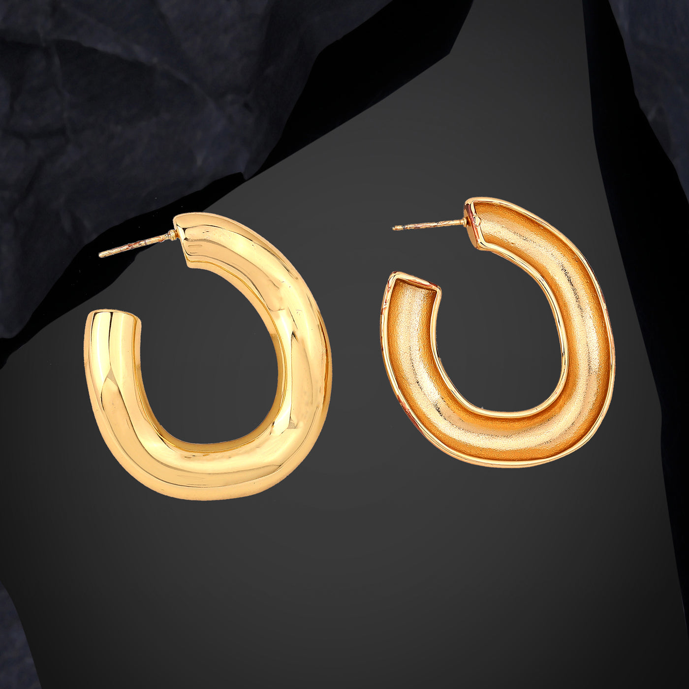 Estele Gold Plated Modern Fashionable & Fancy Demifine Half Hoop Earrings for women