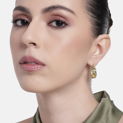 Estele Gold Plated Modern Luxe-Inspired Fancy Demifine Hoop Earrings for Girls and Women