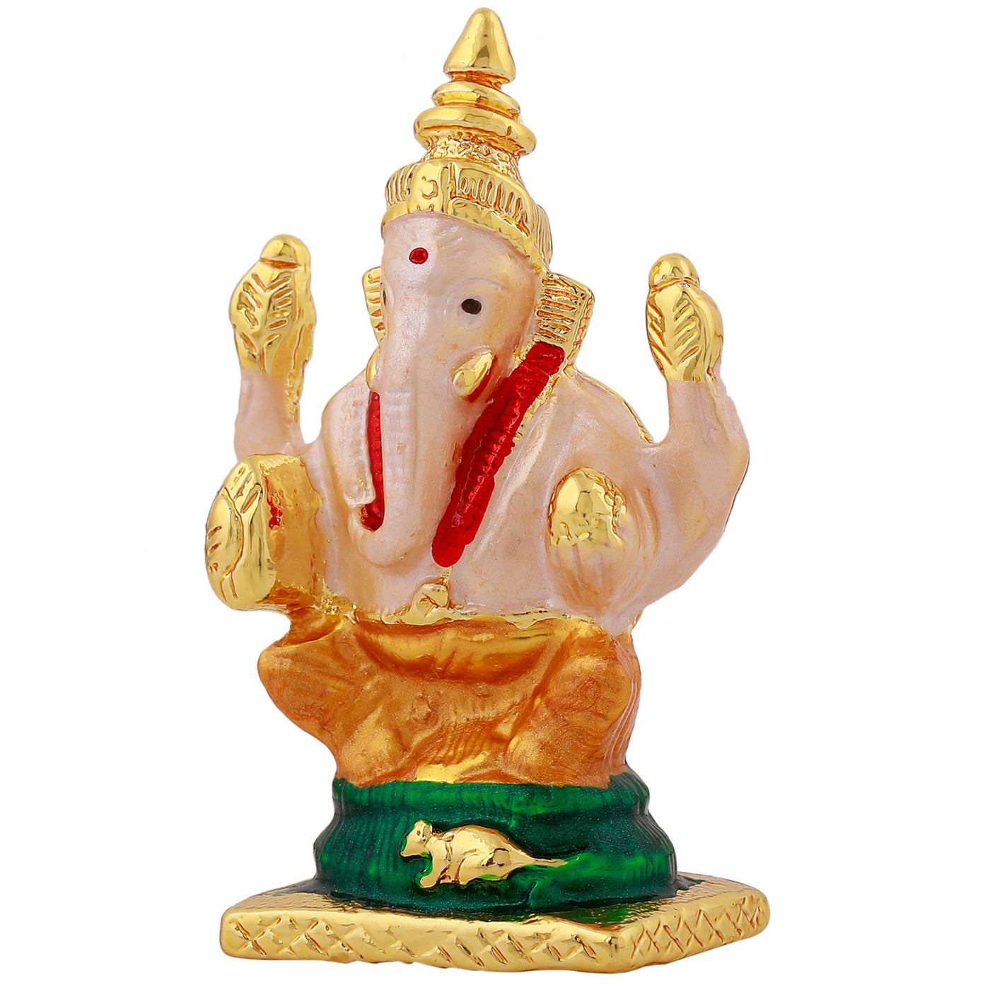 Estele Gold Plated Holy Ganesh Idol (Enamel)